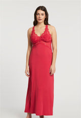 Chemise de nuit longue Belle Époque en dentelle avec dos en T