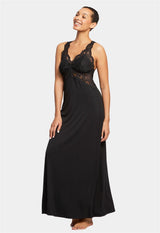 Chemise de nuit lonue Belle Époque en dentelle avec dos en T