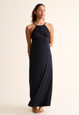 Chemise de nuit longue à col montant Parisian Nights