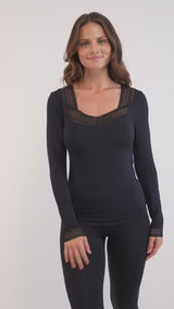 BodyBliss Long Sleeve V-Neck Top
