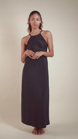 Chemise de nuit longue à col montant Parisian Nights